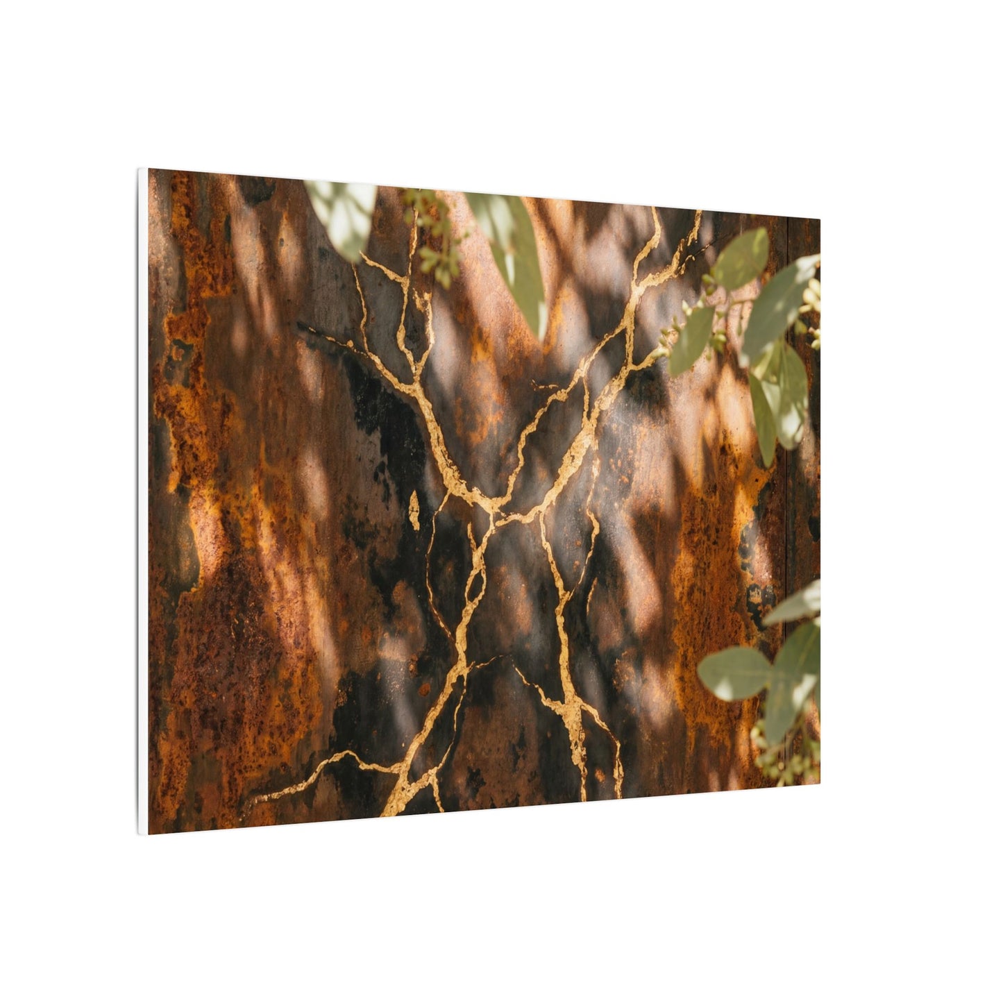 Kanso Rust Patina Canvas Art - Kintsugi Gold Vein