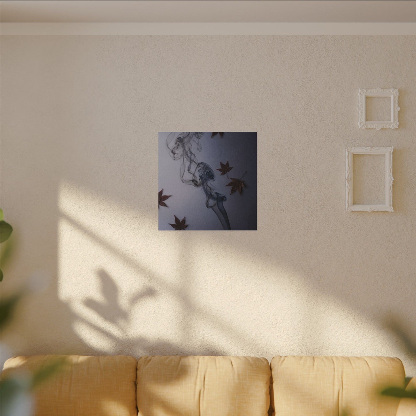 Dark Japandi Incense Smoke in Dawn | Moody Minimal Canvas Art