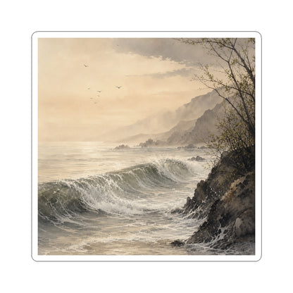 Ma Ocean Wave Sticker - Japandi Watercolor