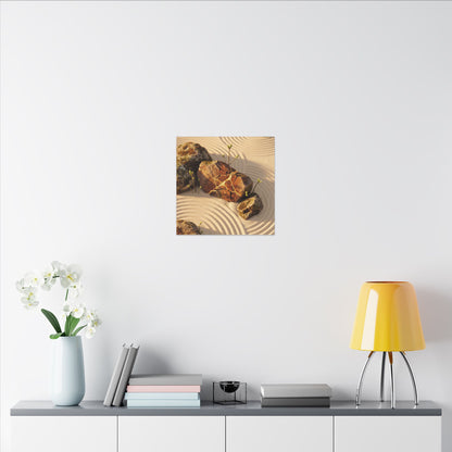 Kanso Rock Garden Canvas Art - Kintsugi Crackle Gold