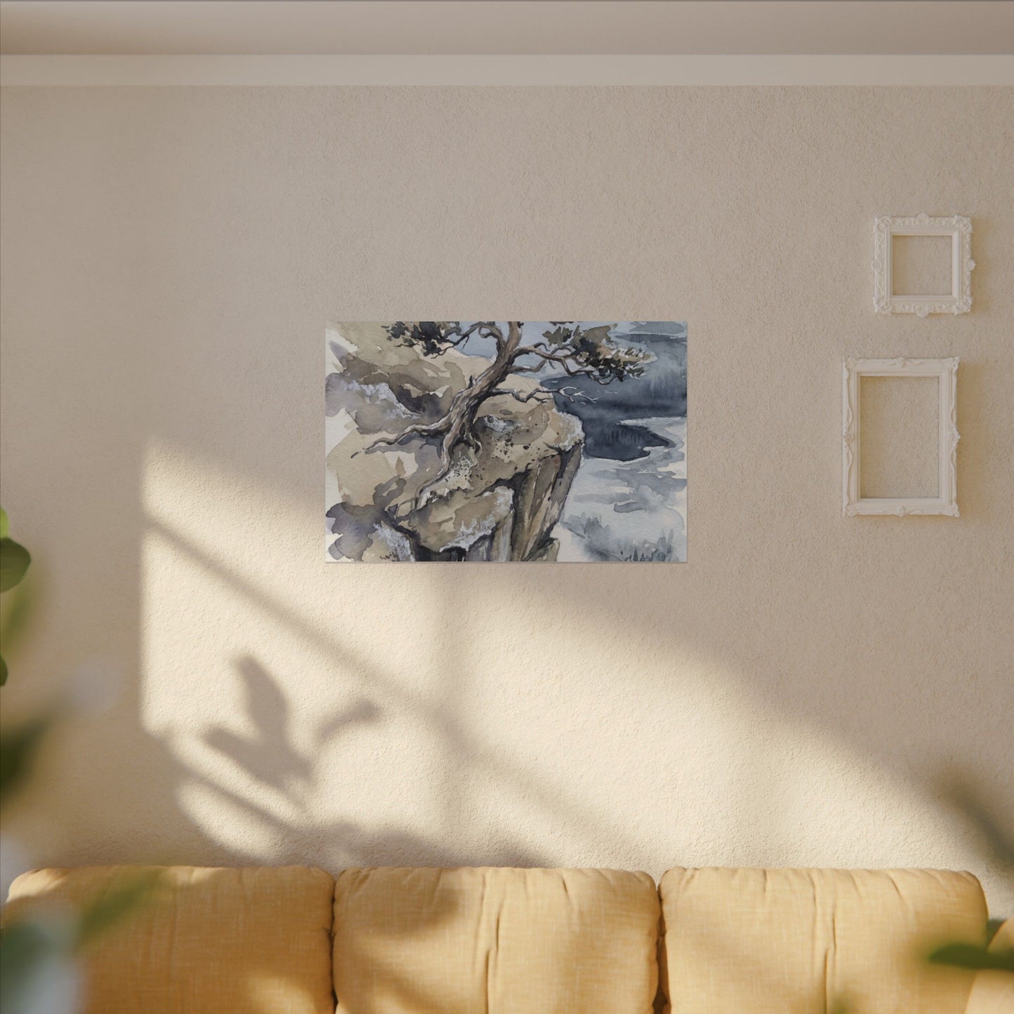 Pine Tree Canvas Art | Winter Japandi Watercolor Art