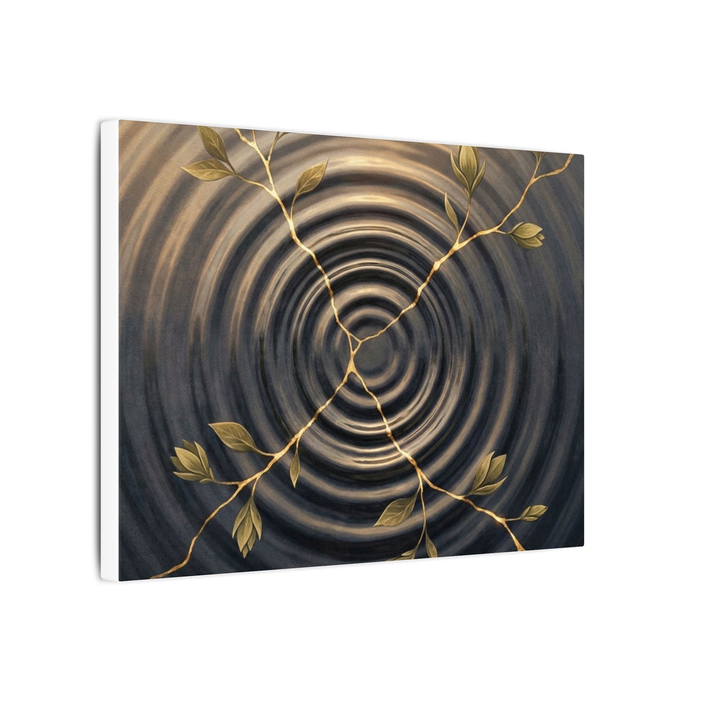 Kanso Water Ripple Canvas Art - Kintsugi Gold Vein