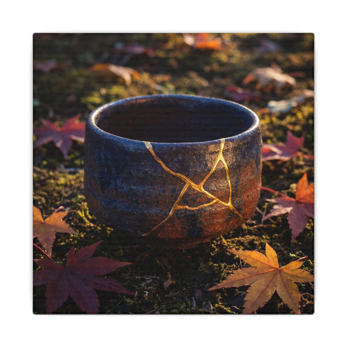 Kanso Moonlit Garden Canvas Art - Kintsugi Gold Repair