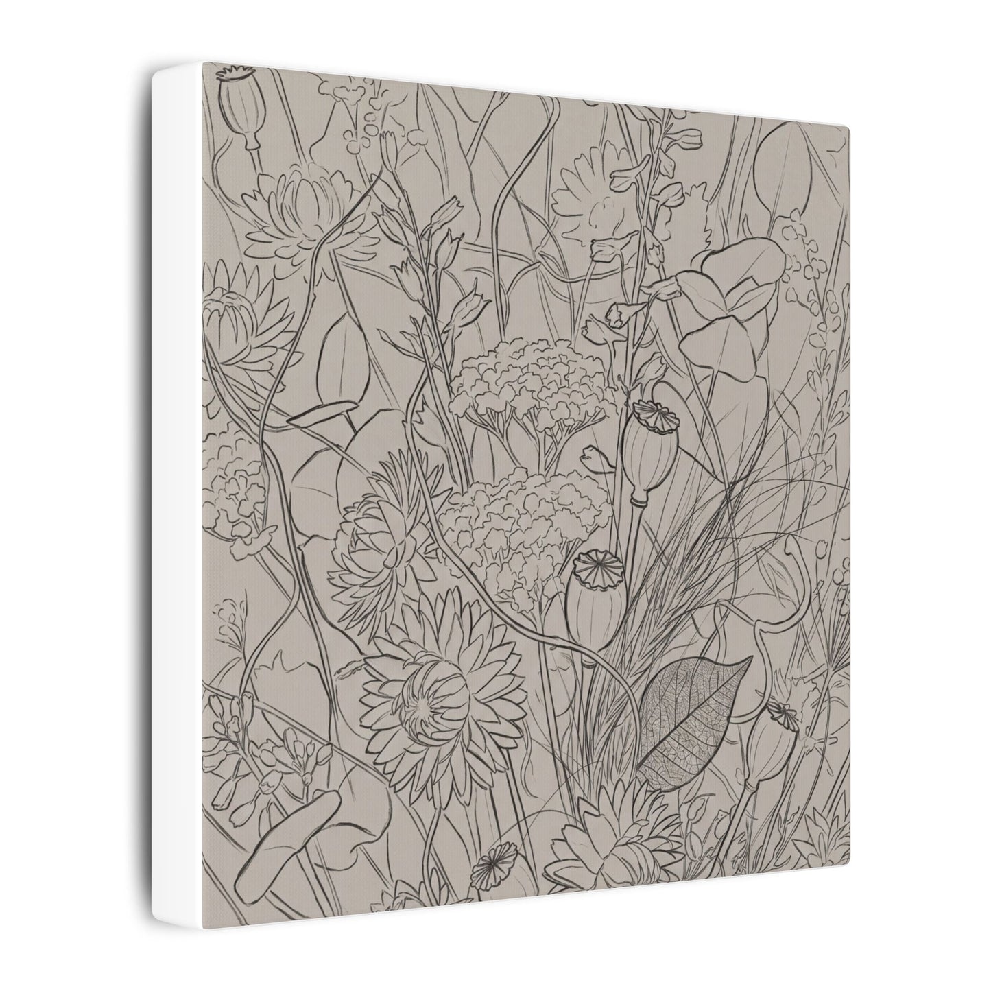 Summer Dried Flowers Minimal Line Canvas Art | Elegant Decor