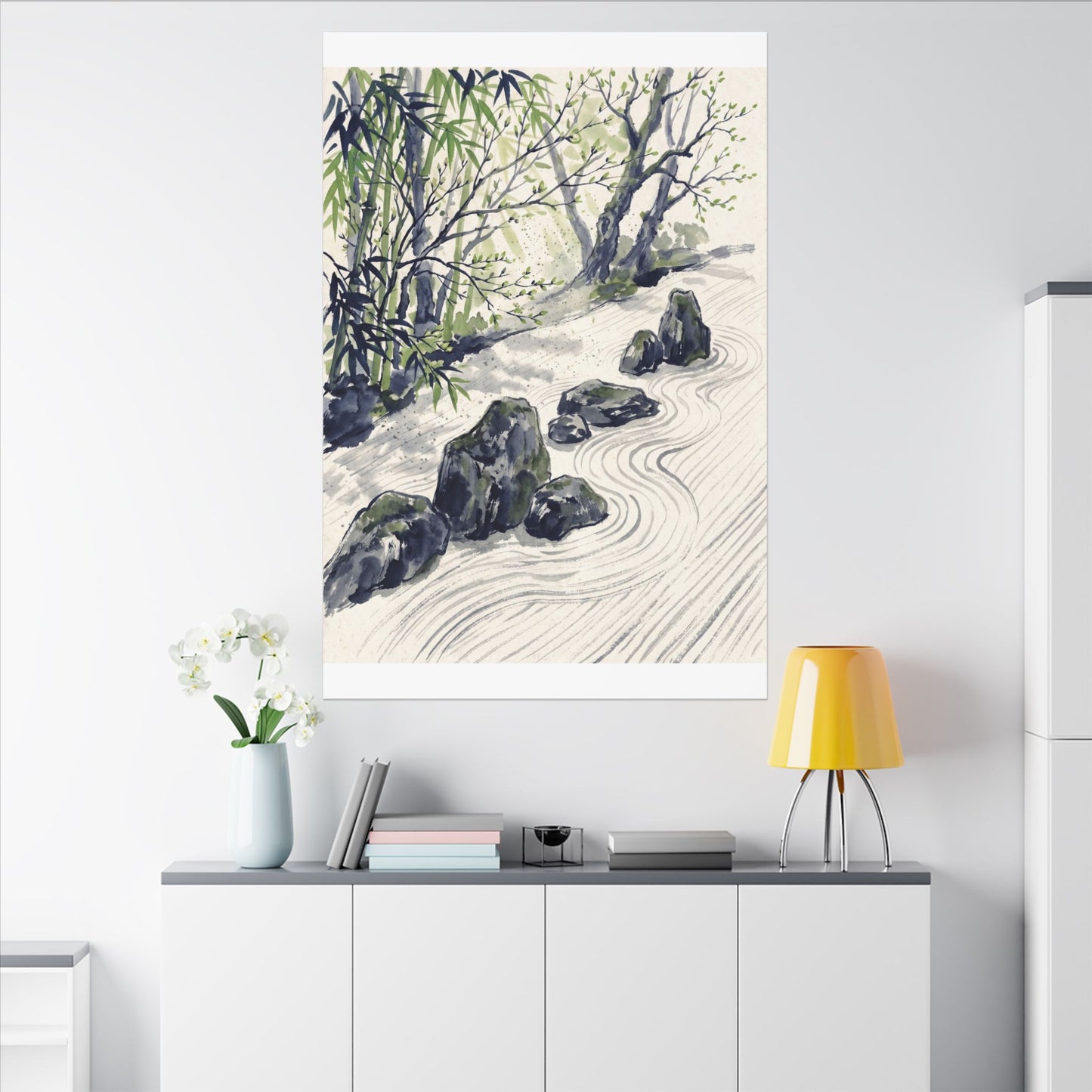 Dappled Rock Garden Canvas Art - Zen Mono No Aware