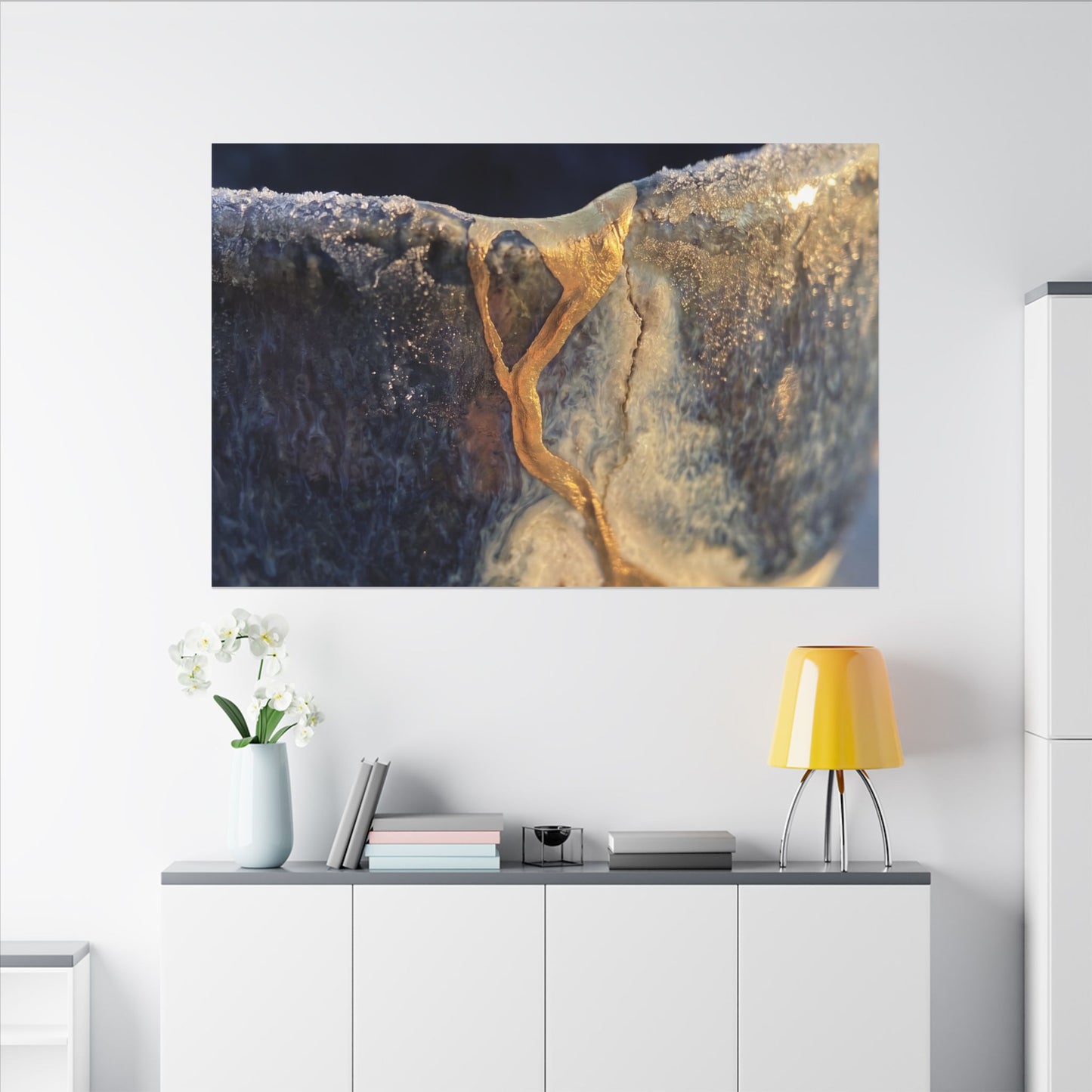 Winter Ceramic Bowl Gold Vein Canvas Art | Healing Decor