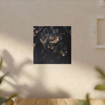 Cherry Blossom Moody Minimal Canvas Art | Bold Dark Japandi Art