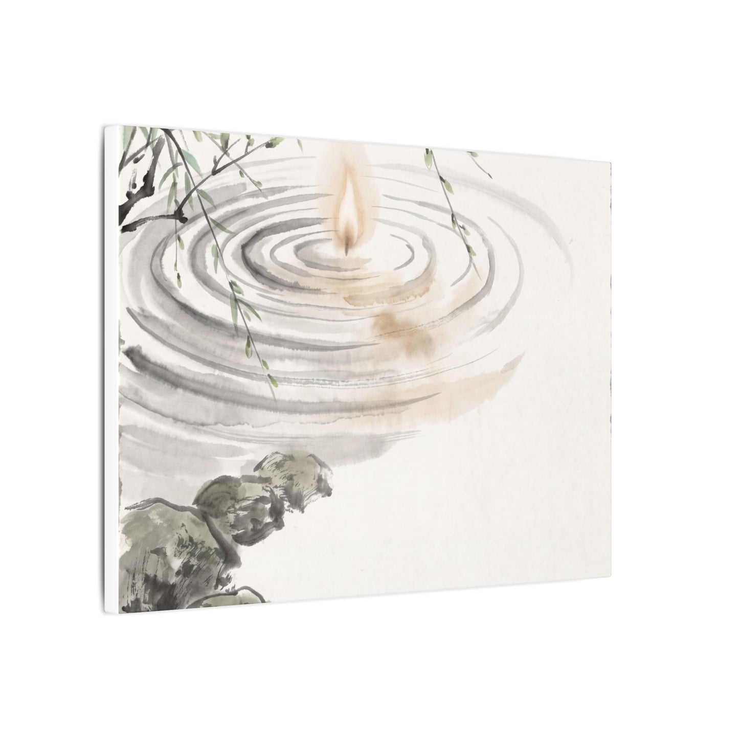 Water Ripple Sumi E Canvas Art | Tranquil Zen Art