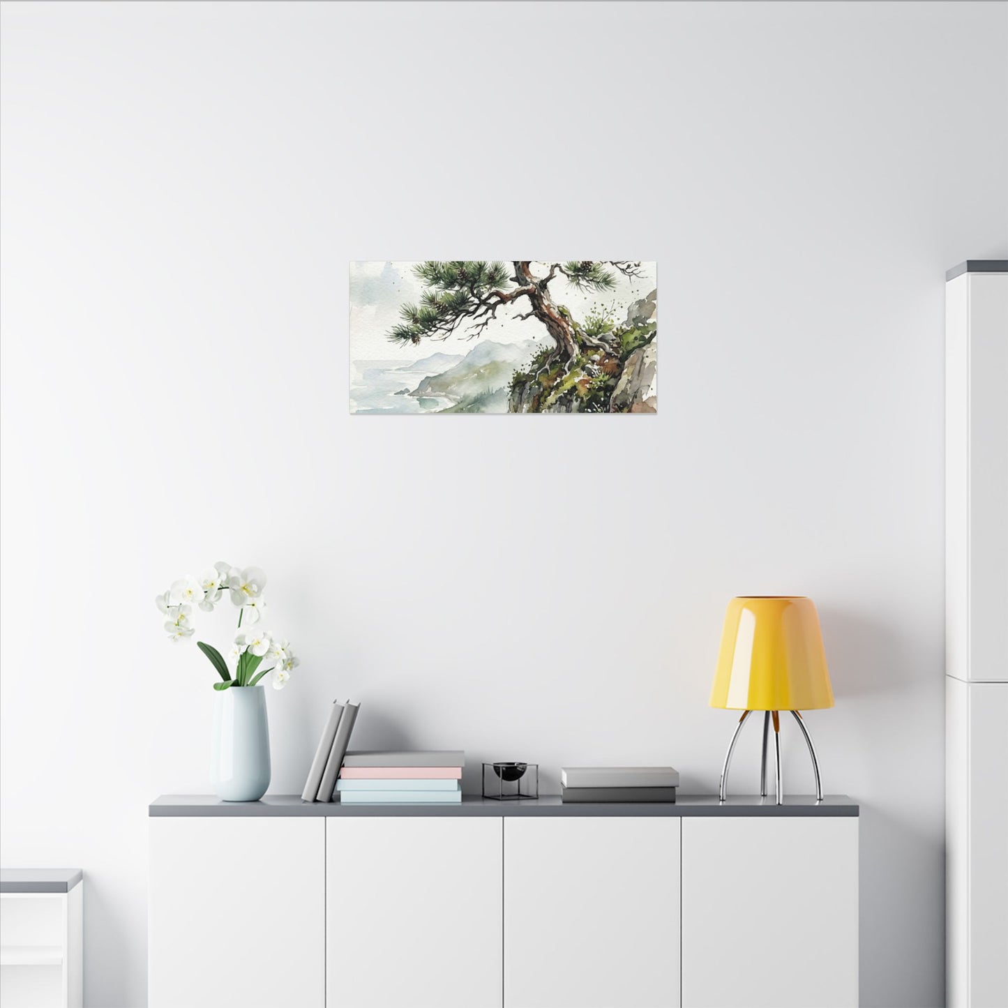 Pine Tree Spring Canvas Art | Japandi Neutral Design