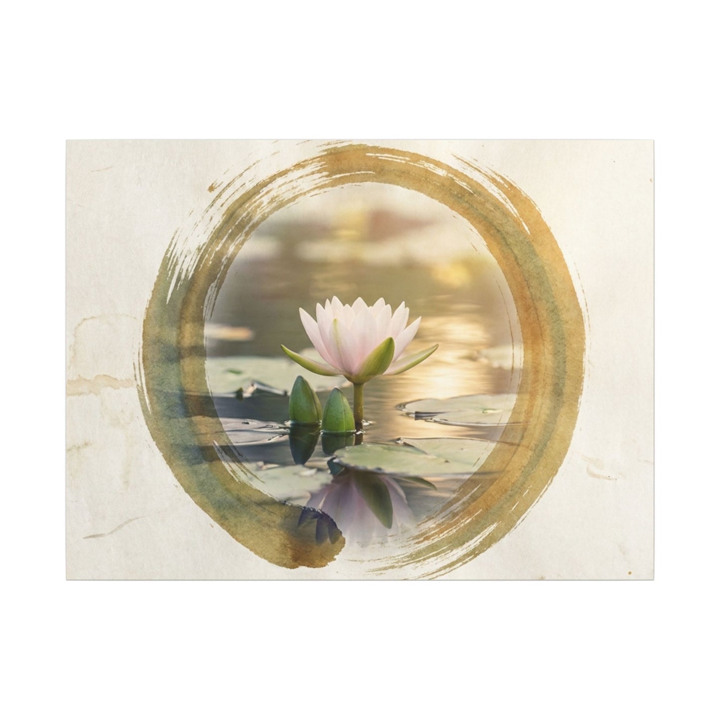 Peaceful Lotus Flower Canvas Art - Enso Zen