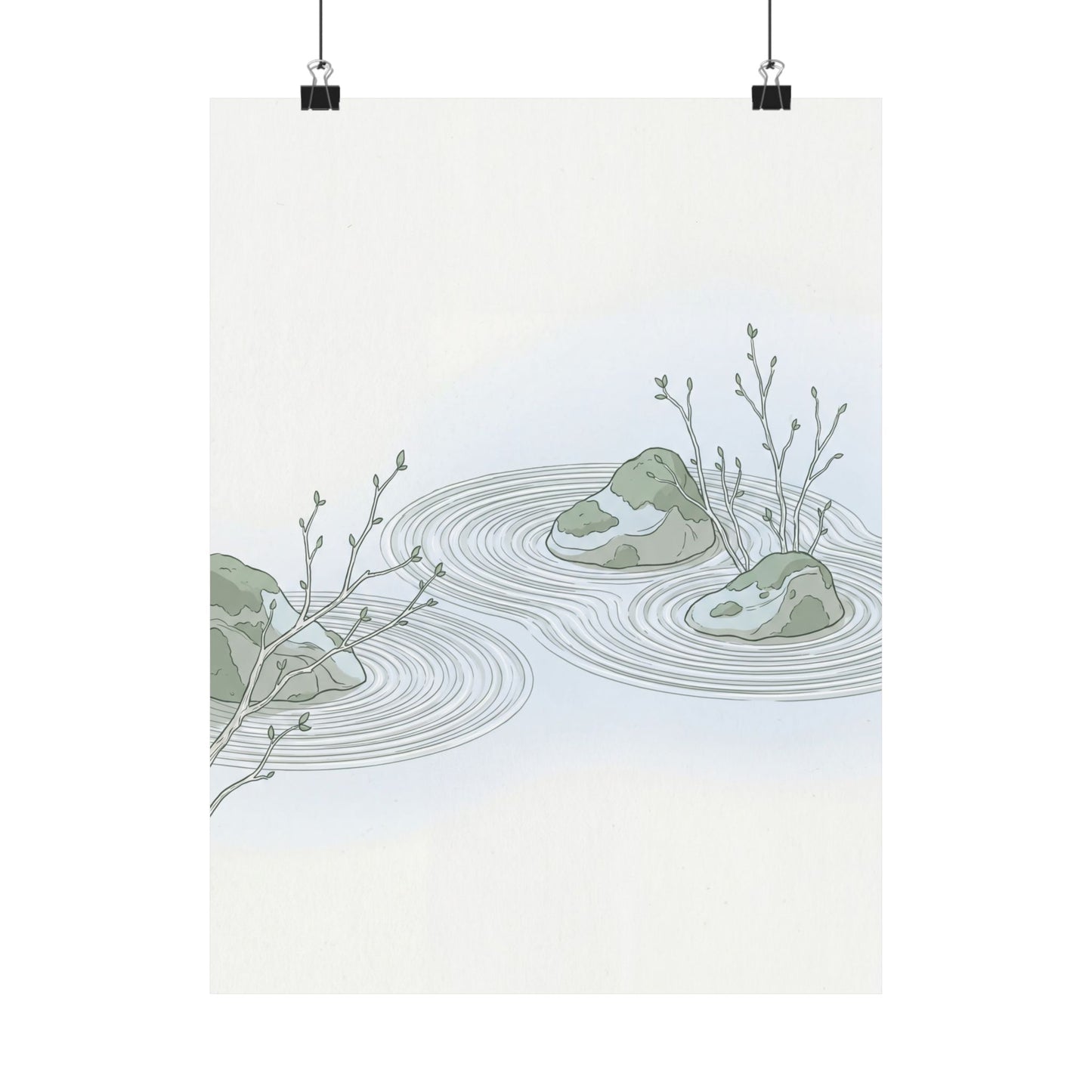 Spring Rock Garden Minimal Line Wall Art Print | Elegant Decor