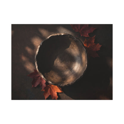 Ceramic Bowl Canvas Art | Autumn Dark Japandi Dark Texture Art