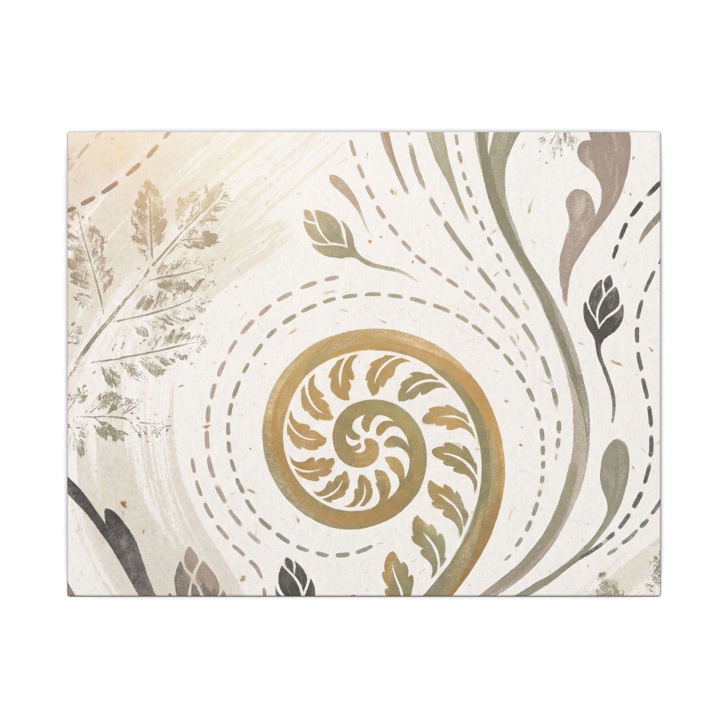 Japandi Fern Unfurling in Golden Hour | Japanese Pattern Canvas Art Art Print