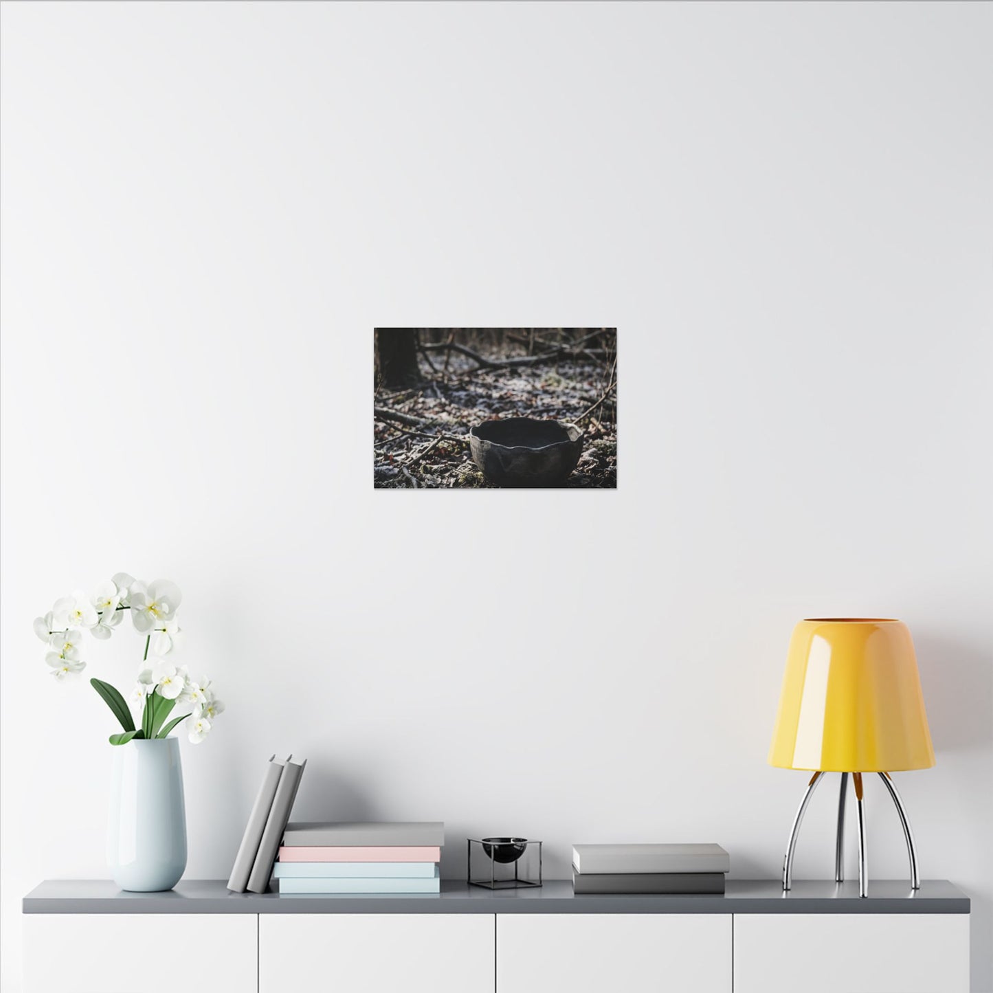 Dappled Ceramic Bowl Canvas Art - Dark Japandi Kanso