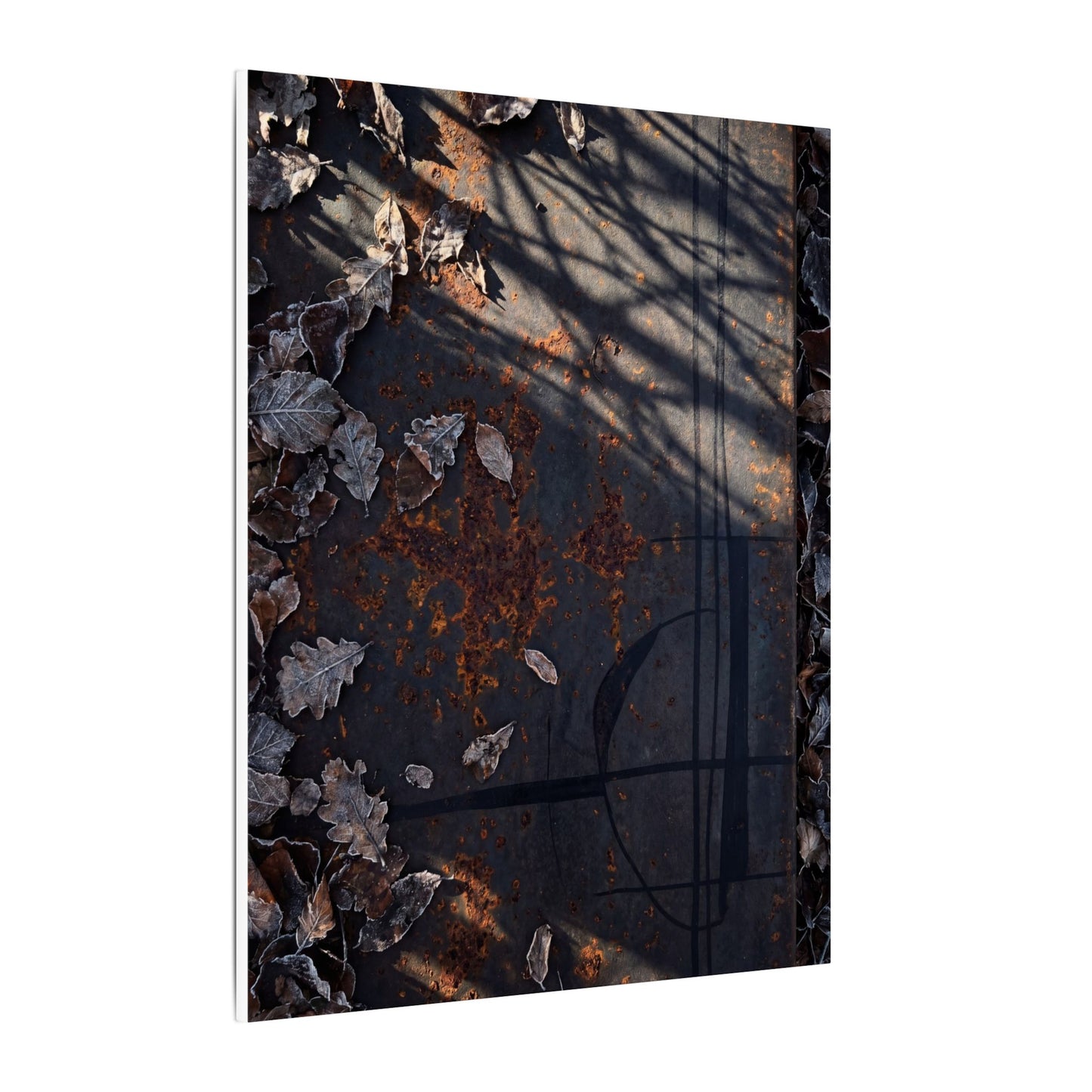 Shibui Rust Patina Canvas Art - Dark Japandi Charcoal Ink