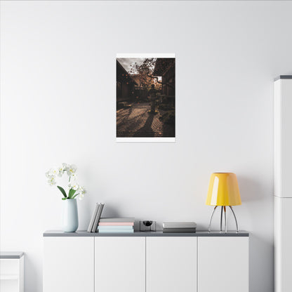 Seijaku Stone Lantern Canvas Art - Dark Japandi Shadow Zen