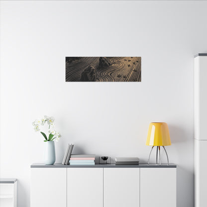 Rock Garden Canvas Art | Autumn Dark Japandi Charcoal Ink Art