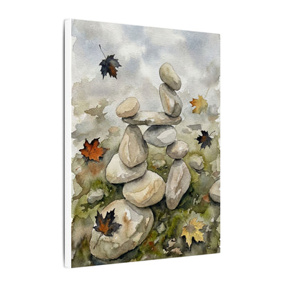 Overcast River Stones Canvas Art - Japandi Fukinsei