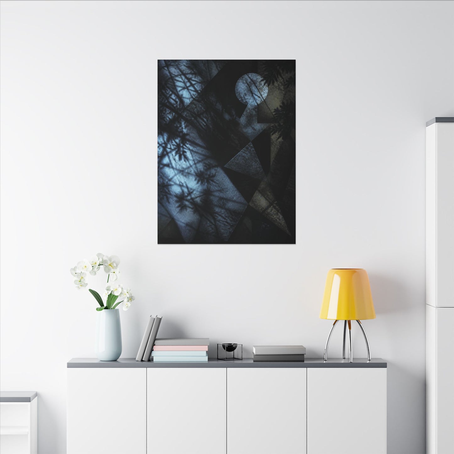 Shadow Play Winter Canvas Art | Dark Japandi Luxurious Design