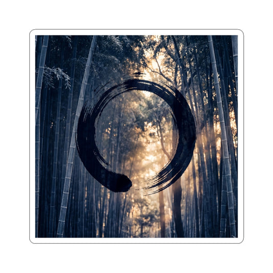 Zen Bamboo Grove in Golden Hour | Enso Sticker Art Print