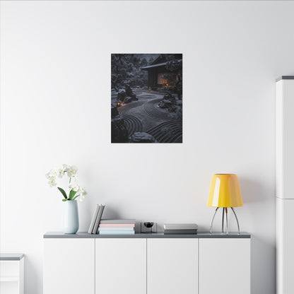 Candlelight Rock Garden Canvas Art - Dark Japandi Fukinsei