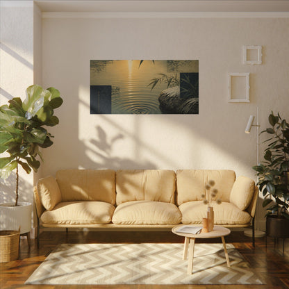 Zen Water Ripple in Golden Hour | Ukiyo E Inspired Canvas Art