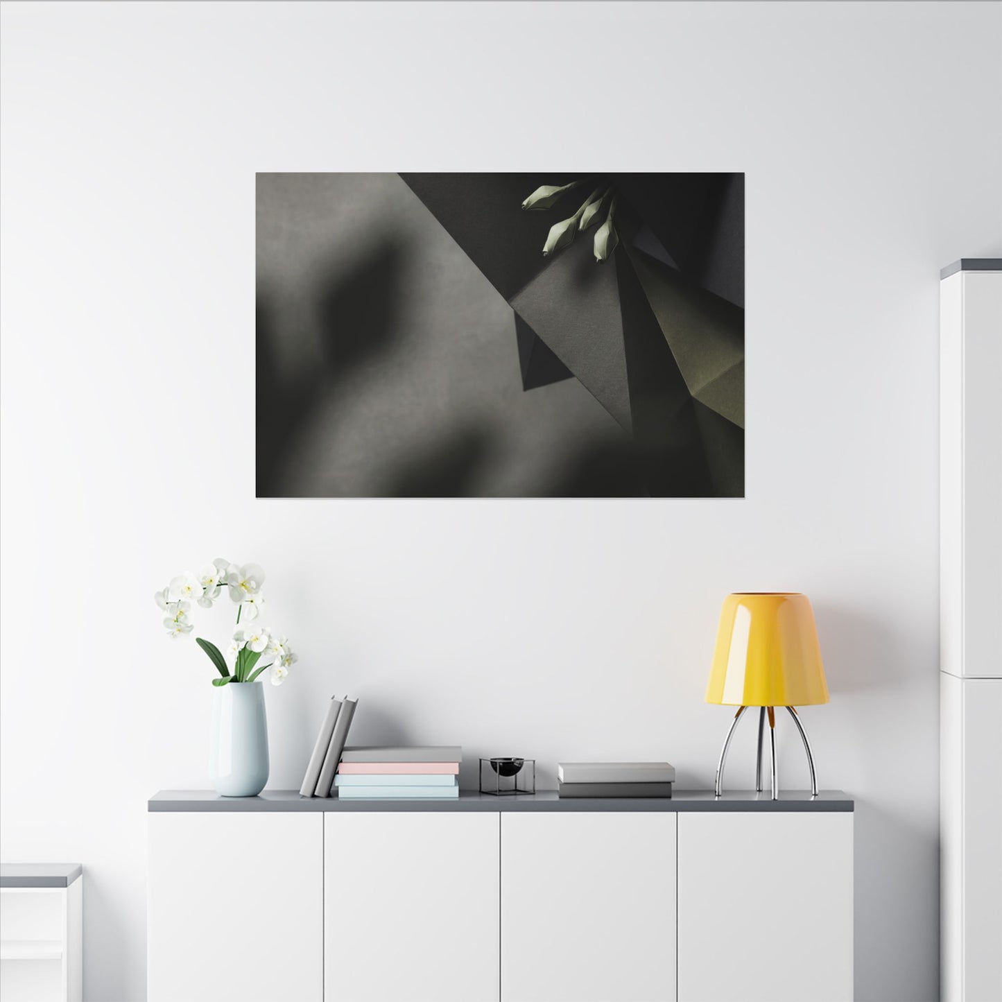 Paper Fold Moody Minimal Canvas Art | Luxurious Dark Japandi Art