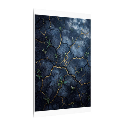 Cracked Earth Spring Canvas Art | Kintsugi Healing Design