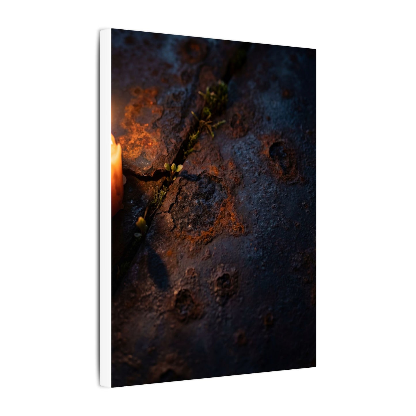 Candlelight Rust Patina Canvas Art - Dark Japandi Ma