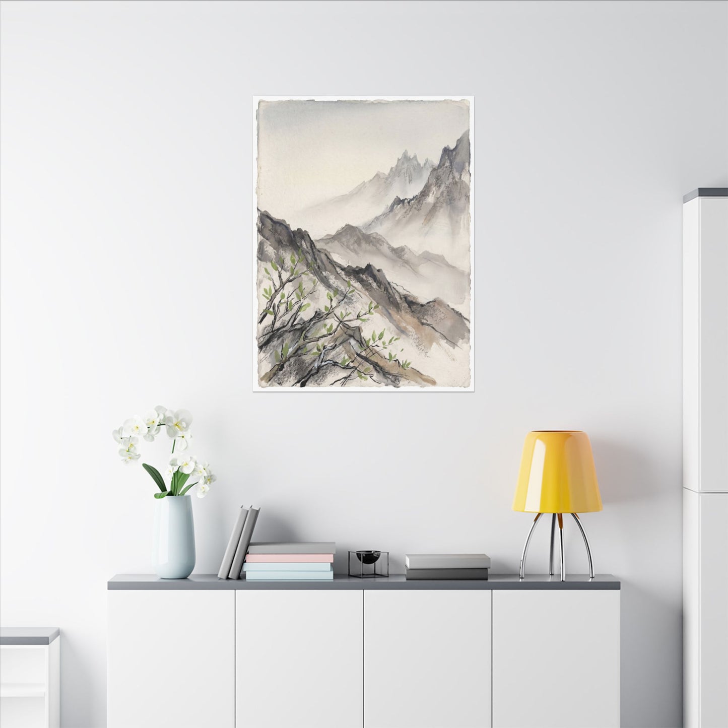 Spring Mountain Mist Texture Canvas Art | Warm Decor