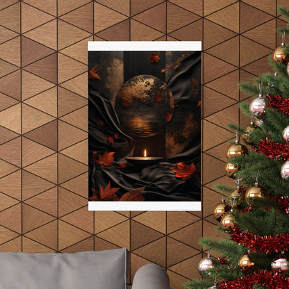 Kanso Silk Drape Wall Art Print - Dark Japandi Dark Texture