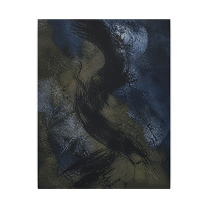 Shibui Ink Brushstroke Canvas Art - Dark Japandi Dark Texture