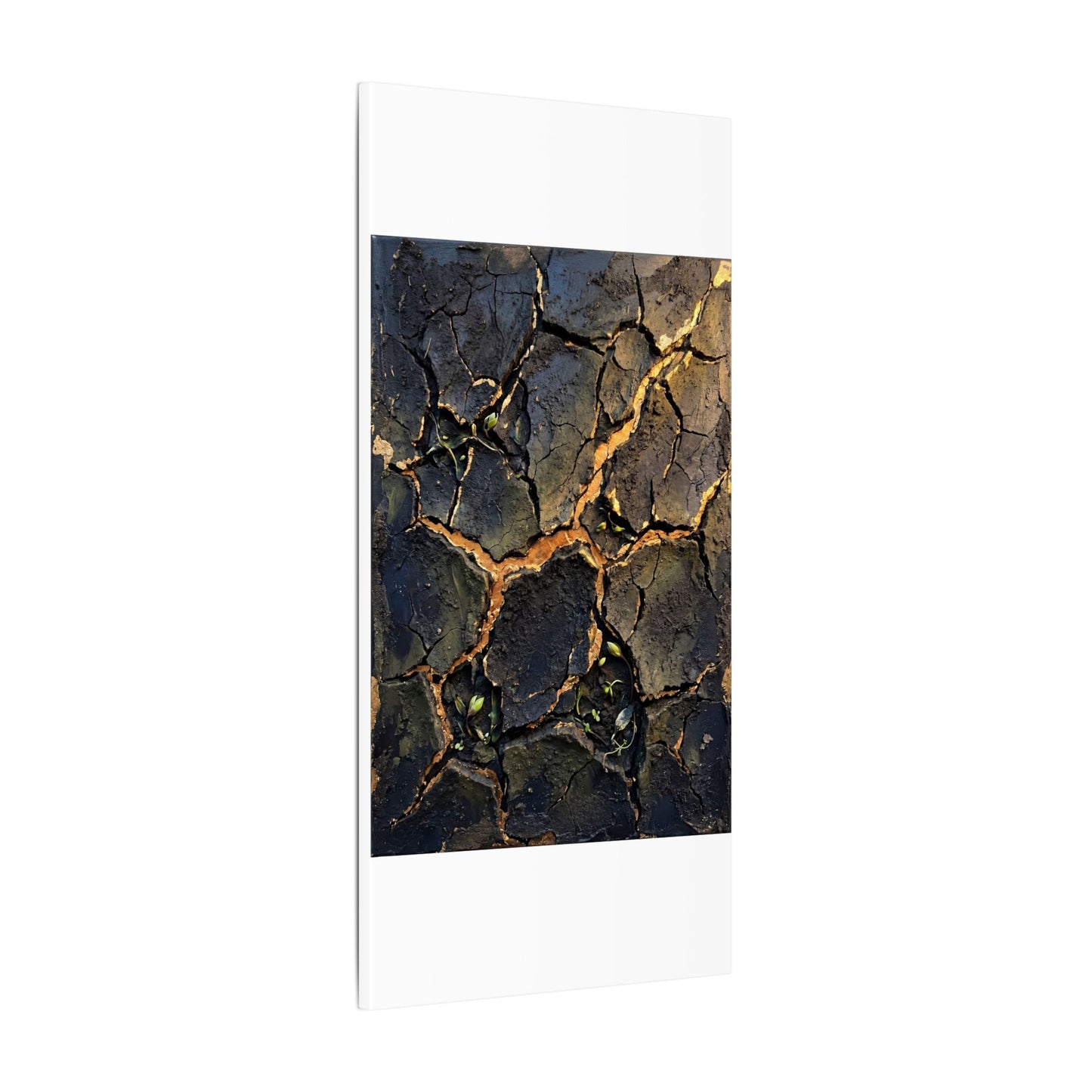 Cracked Earth Spring Canvas Art | Dark Japandi Atmospheric Design