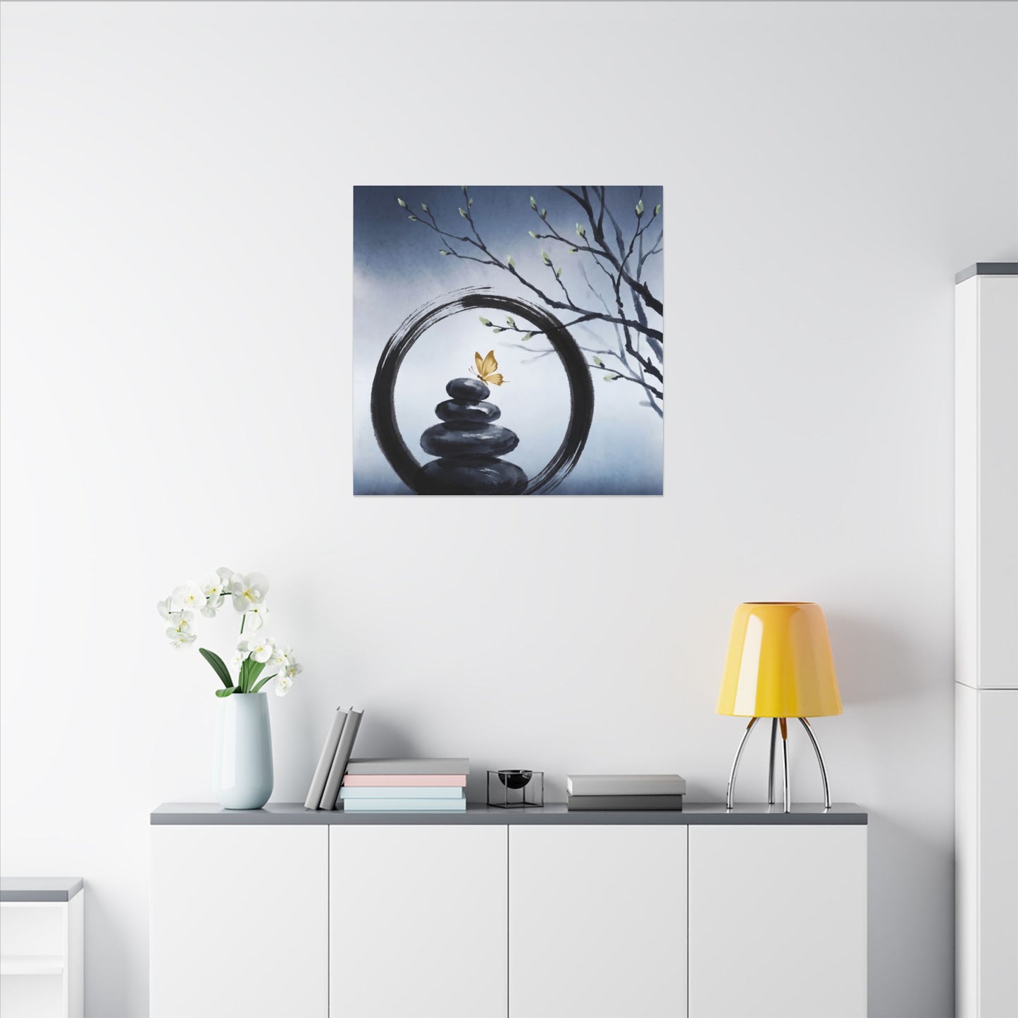River Stones Spring Canvas Art | Zen Peaceful Design
