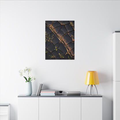 Kintsugi Cracked Earth in Golden Hour | Gold Vein Canvas Art
