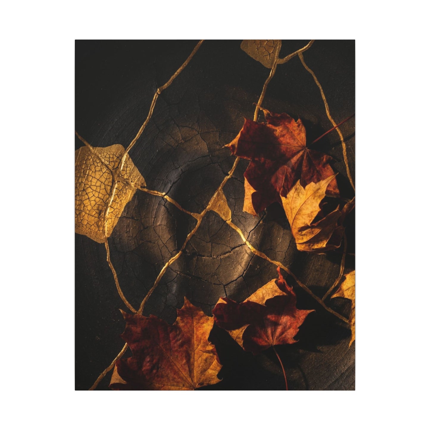 Resilient Shadow Play Canvas Art - Crackle Gold Kintsugi