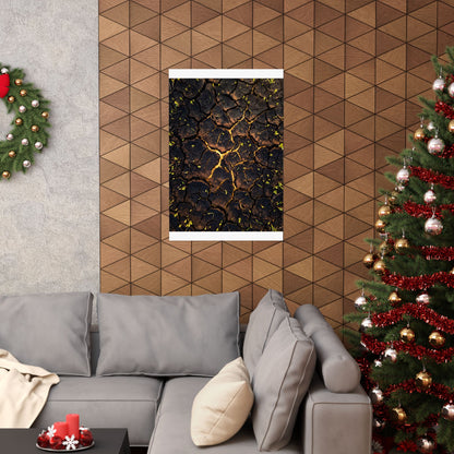 Golden Hour Cracked Earth Wall Art Print - Dark Japandi Seijaku