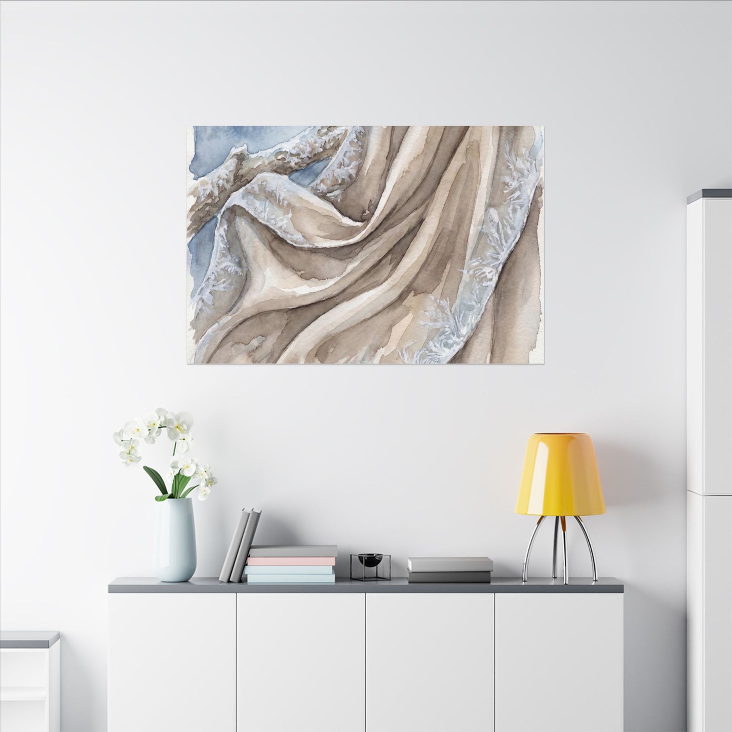 Silk Drape Winter Canvas Art | Japandi Cozy Design