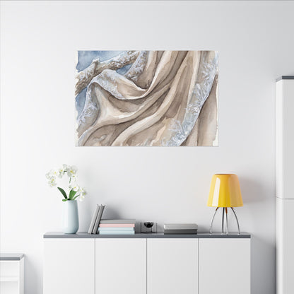 Silk Drape Winter Canvas Art | Japandi Cozy Design