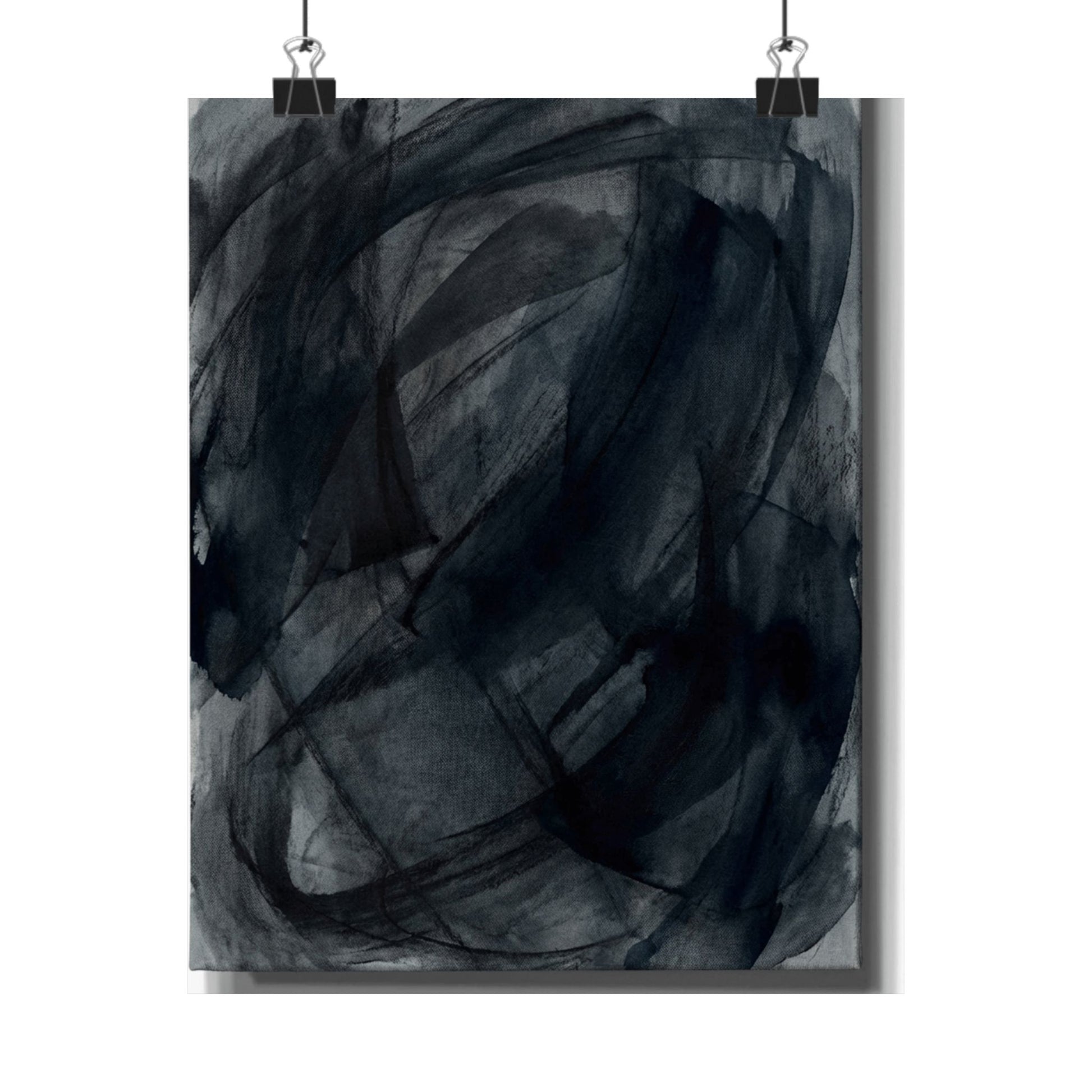 Deep Tones Dark Japandi Charcoal Wall Art Print | Deep Tones Charcoal Ink Art Print