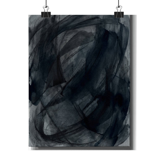 Deep Tones Dark Japandi Charcoal Wall Art Print | Deep Tones Charcoal Ink Art Print