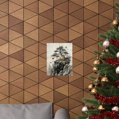 Pine Tree Autumn Wall Art Print | Japandi Elegant Design
