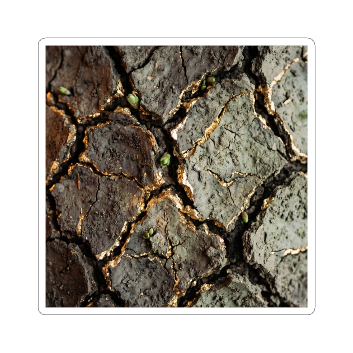 Warm Cracked Earth Sticker - Japanese Pattern Japandi