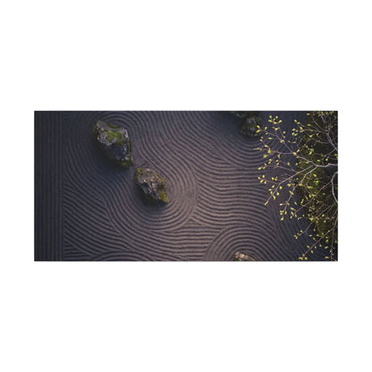 Dark Japandi Rock Garden in Dawn | Shadow Zen Canvas Art