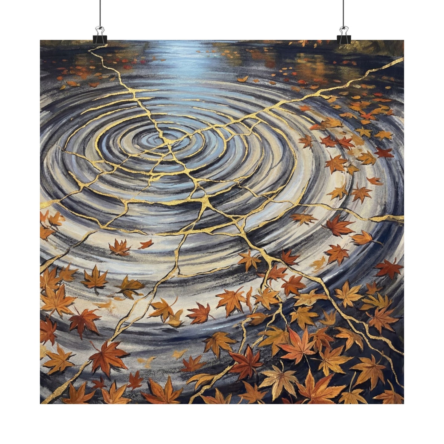 Water Ripple Gold Repair Wall Art Print | Philosophical Kintsugi Art