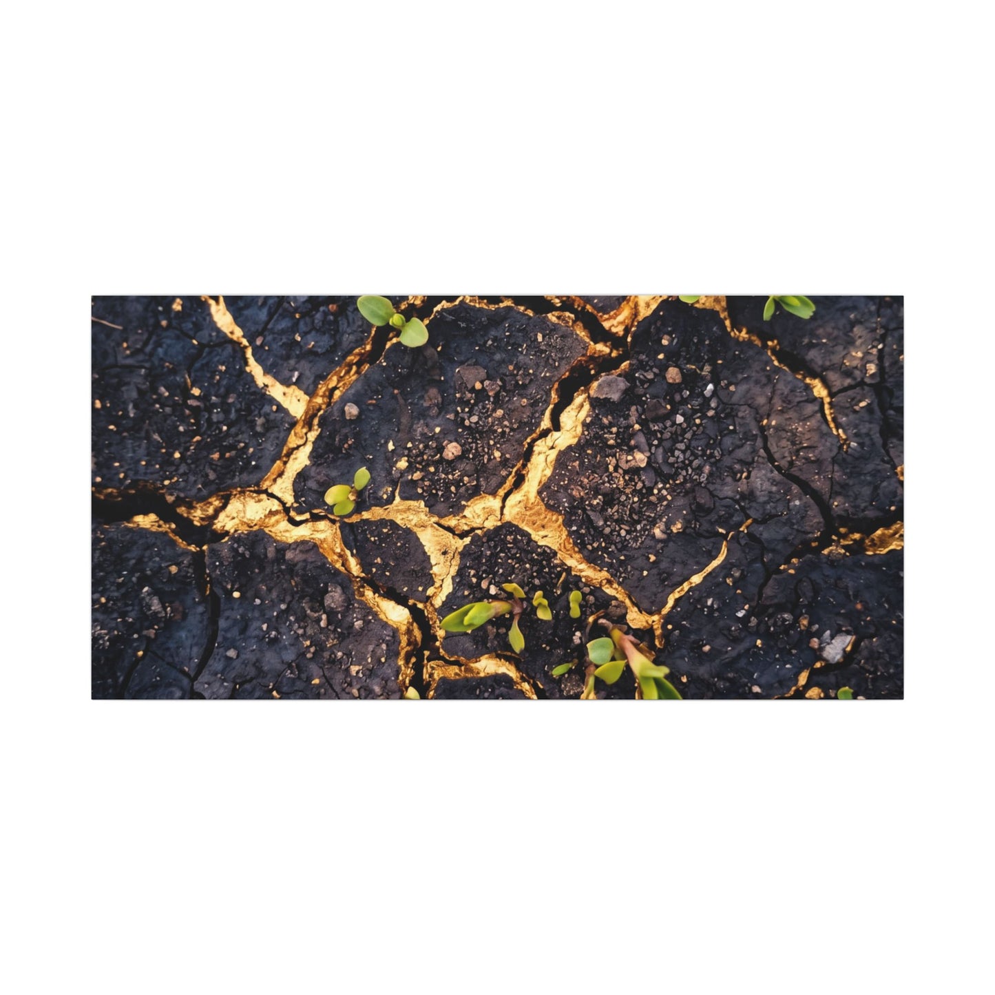 Spring Cracked Earth Crackle Gold Canvas Art | Healing Decor