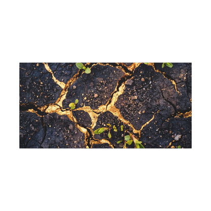 Spring Cracked Earth Crackle Gold Canvas Art | Healing Decor