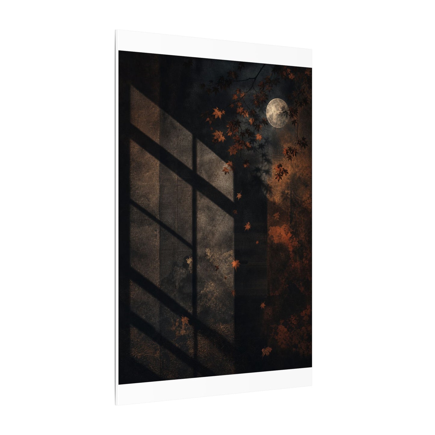 Sophisticated Shadow Play Canvas Art - Dark Texture Dark Japandi