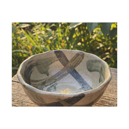 Earthy Ceramic Bowl Canvas Art - Japanese Pattern Japandi