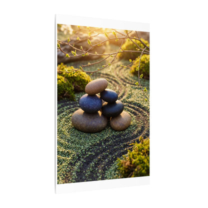 Zen River Stones in Golden Hour | Karesansui Canvas Art